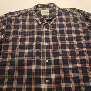 St. Johns Bay Classic Fit Casual Plaid Flannel Shirt Mens Navy Blue Size Large